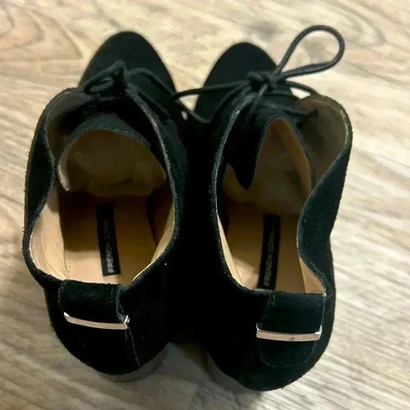 French Connection Dinah Black Suede Lace Up Boots - Picture 1 of 7